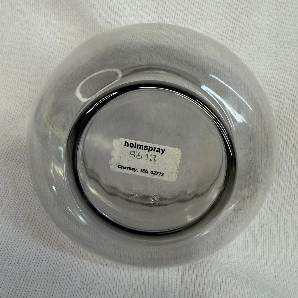 Vintage Pewter & Glass Trinket Potpourri Dish With 3D Roses & Leaves